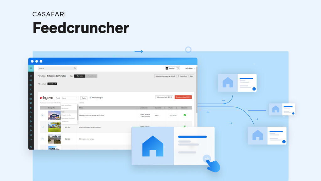 Feedcruncher, el producto de CASAFARI para exportar anuncios inmobiliarios a muchos portales inmobiliarios a la vez