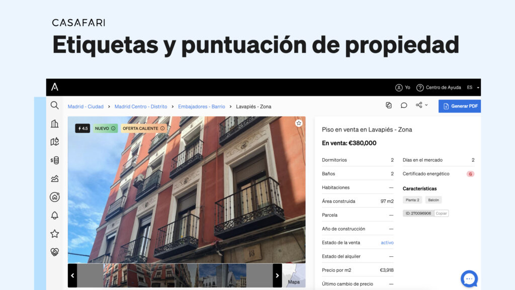 Nuevas etiquetas y valoración de propiedades en el buscador de inmuebles de CASAFARI