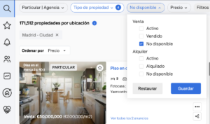 inmuebles deslistados dentro de la Búsqueda Inmobiliaria de CASAFARI, una información útil para que los agentes inmobiliarios vean lo que se ha estado vendiendo similar a su cartera