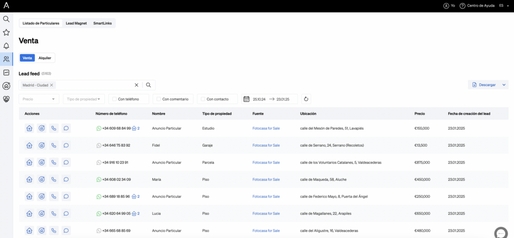 encontrar clientes potenciales en un mercado específico con LeadFlow Listados de Particulares