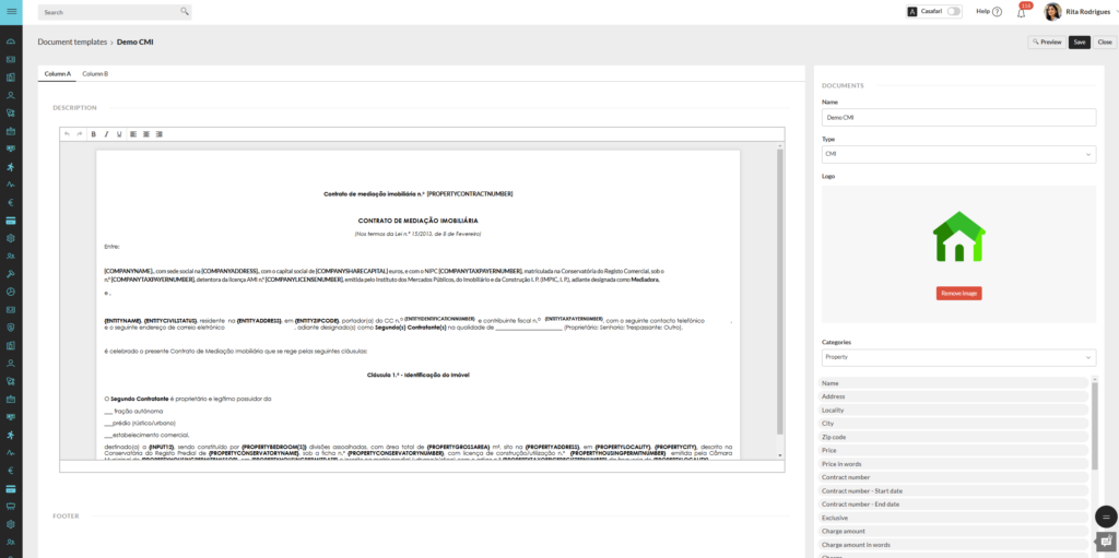 Crear una plantilla de un documento, para facilitar en el futuro la edición de los archivos que los agentes inmobiliarios necesitan a menudo.