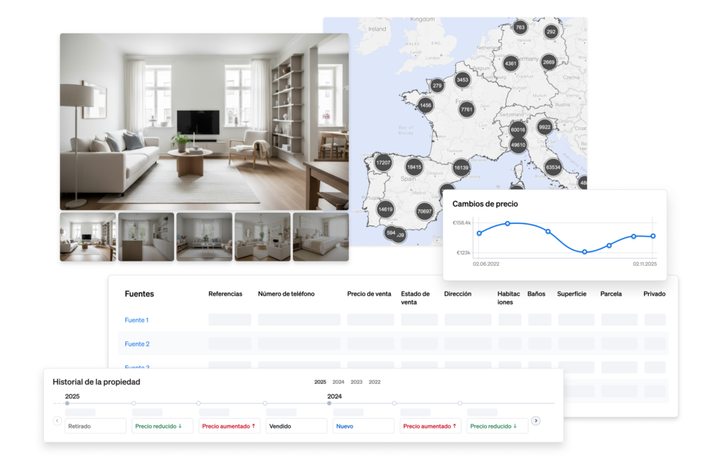 Nuestra Property Sourcing API es una plataforma de integración de datos que contiene toda la información sobre todas las propiedades disponibles en cada mercado.